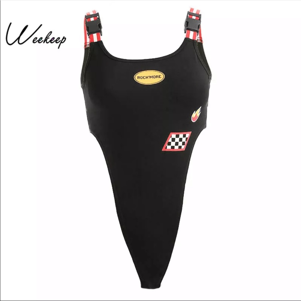 Black race car bodysuit